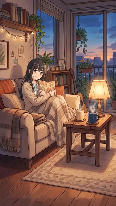ふたりの部屋でくつろぐひなた（壁紙）